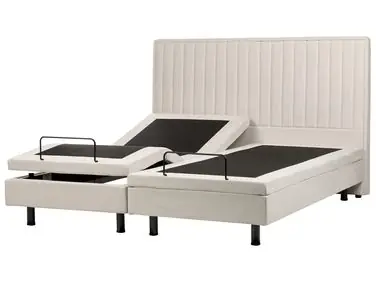 Adjustable Bed Fabric CASTELLAN 180 x 200 cm (EU Super King) Light Beige - Bedroom