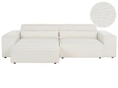Sofá modular 3 plazas HELLNAR Blanco crema Bouclé con otomana - Sala de estar