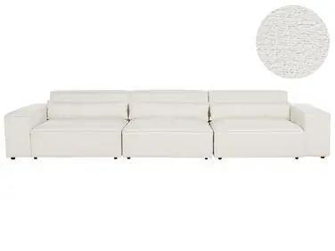 Sofá modular 3 plazas HELLNAR Blanco crema Bouclé - Sala de estar