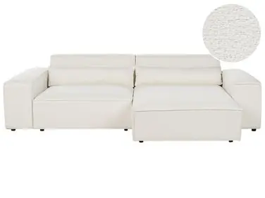 Sofá modular esquinero 3 plazas HELLNAR Izquierda Blanco crema Bouclé - Sala de estar