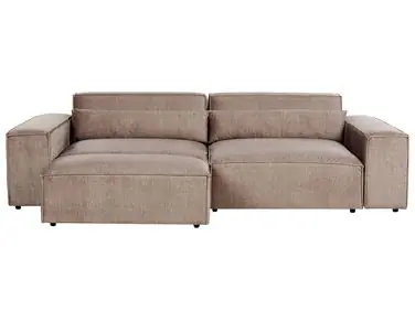 Sofá modular 3 plazas HELLNAR Marrón claro Tela con otomana - Sala de estar