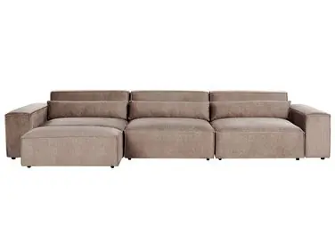 Sofá modular 3 plazas HELLNAR Marrón claro Tela con otomana - Sala de estar