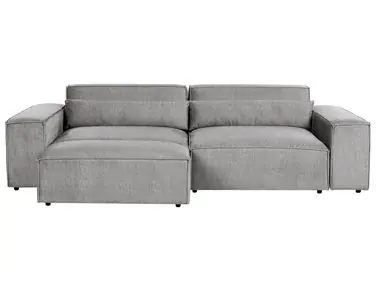 Sofá modular 3 plazas HELLNAR Gris Tela con otomana - Sala de estar