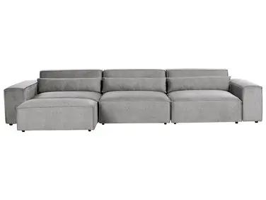 Sofá modular 3 plazas HELLNAR Gris Tela con otomana - Sala de estar