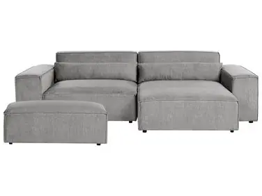 Sofá modular esquinero 3 plazas HELLNAR Izquierda Gris Tela con otomana - Sala de estar