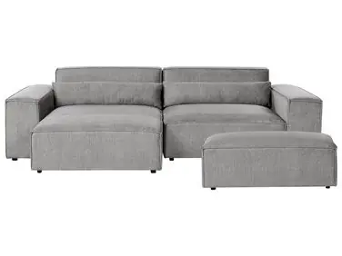 Sofá modular esquinero 3 plazas HELLNAR Derecha Gris Tela con otomana - Sala de estar