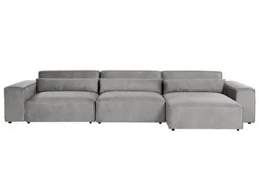 Sofá modular esquinero 4 plazas HELLNAR Izquierda Gris Tela - Sala de estar