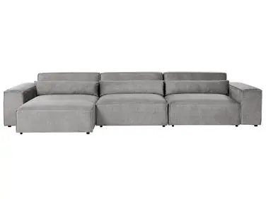 Sofá modular esquinero 4 plazas HELLNAR Derecha Gris Tela - Sala de estar
