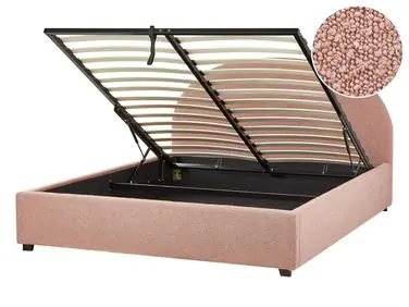 Ottoman Bed VAUCLUSE Boucle Pastel Pink 140 x 200 cm (EU Double) - Bedroom