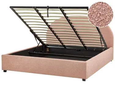 Ottoman Bed VAUCLUSE Boucle Pastel Pink 180 x 200 cm (EU Super King) - Bedroom