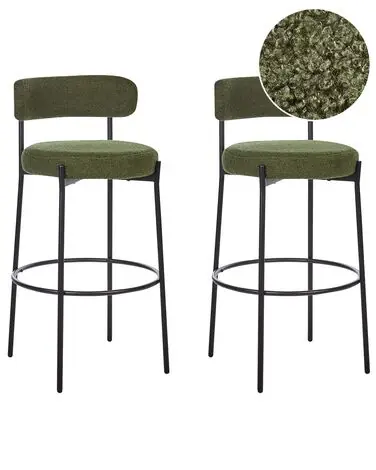 Conjunto de 2 sillas de bar ALLISON Bouclé Verde - Comedor
