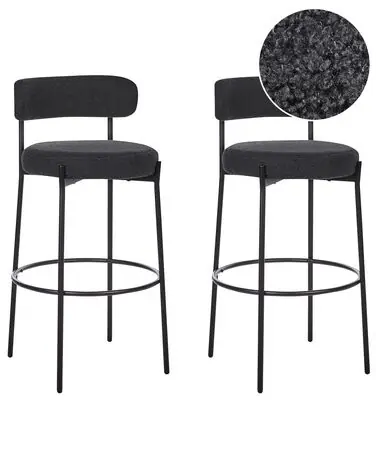 Conjunto de 2 sillas de bar ALLISON Bouclé Negro - Comedor