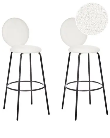 Conjunto de 2 sillas de bar EMERY Bouclé Blanco - Comedor