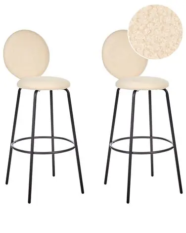 Conjunto de 2 sillas de bar EMERY Bouclé Beige claro - Comedor
