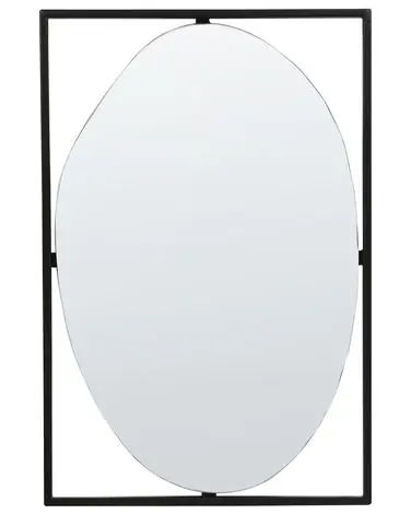Wall Mirror NIBELLE 40 cm 60 cm Metal Black - Home Accessories