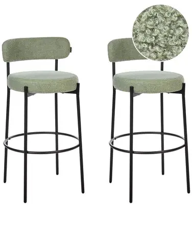 Conjunto de 2 sillas de bar ALLISON Bouclé Verde claro - Comedor