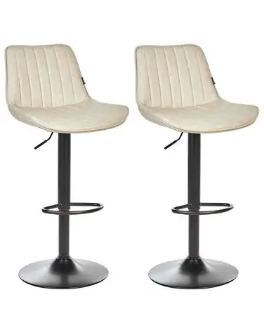 Conjunto de 2 sillas de bar DUBROVNIK Piel sintética giratoria Beige claro - Comedor