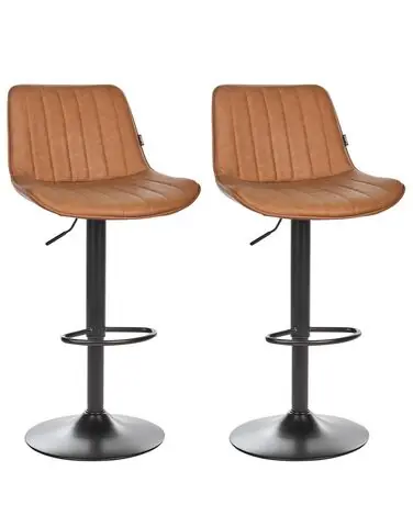 Conjunto de 2 sillas de bar DUBROVNIK Piel sintética giratoria Marrón dorado - Comedor