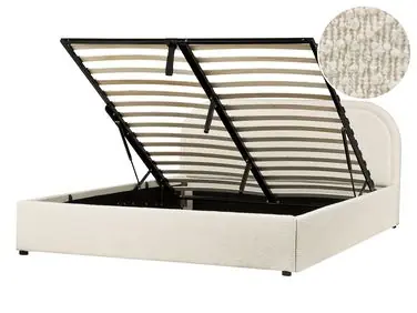 Ottoman Bed QUILLIEN Boucle Light Beige 140 x 200 cm (EU Double) - Bedroom