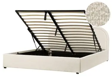 Ottoman Bed QUILLIEN Boucle Light Beige 160 x 200 cm (EU King Size) - Bedroom