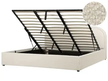 Ottoman Bed QUILLIEN Boucle Light Beige 180 x 200 cm (EU Super King) - Bedroom