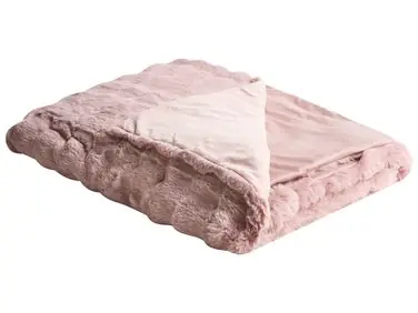 Blanket SALKA Faux Fur 200 x 220 cm Pastel Pink - Home Accessories
