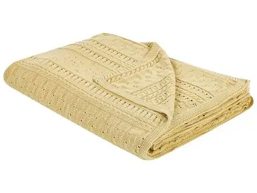 Bedspread DAULET Cotton 150 x 200 cm Yellow - Home Accessories