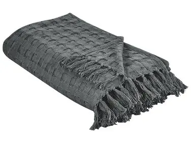 Bedspread BERE Cotton 150 x 200 cm Dark Grey - Home Accessories