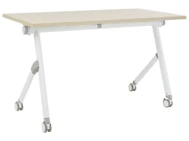 Foldable Office Desk BENDI Light Brown 120 cm 60 cm with Wheels - Home Office