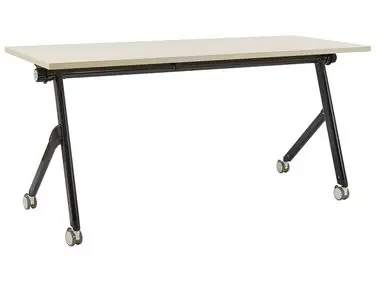 Foldable Office Desk BENDI Light Brown 160 cm 60 cm with Wheels - Home Office