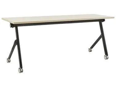 Foldable Office Desk BENDI Light Brown 180 cm 60 cm with Wheels - Home Office
