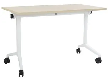 Foldable Office Desk CAVI Light Brown 120 cm 60 cm with Wheels - Home Office