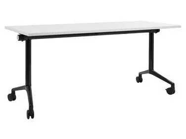 Foldable Office Desk CAVI White 160 cm 60 cm with Wheels - Home Office