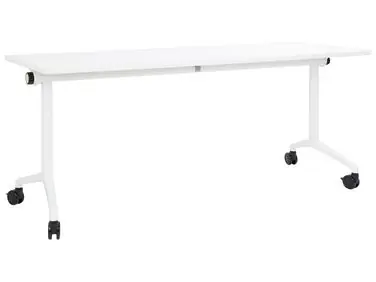 Foldable Office Desk CAVI White 180 cm 60 cm with Wheels - Home Office