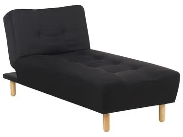 Chaise longue ALSTEN Tela Negro - Sala de estar