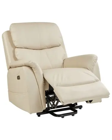 Electric Recliner Chair GLORIE with Massage Fabric Light Beige - Living Room
