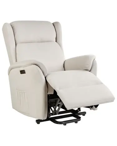 Electric Recliner Chair ELEGY with Footrest Velvet Light Beige - Living Room