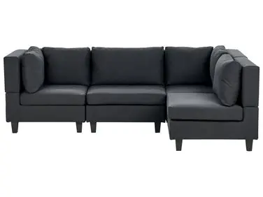 Sofá modular esquinero 4 plazas UNSTAD Izquierda Negro Tela - Sala de estar