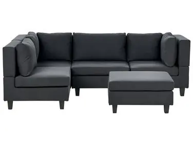 Sofá modular esquinero 4 plazas UNSTAD Derecha Negro Tela con otomana - Sala de estar