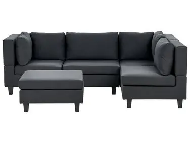 Sofá modular esquinero 4 plazas UNSTAD Izquierda Negro Tela con otomana - Sala de estar