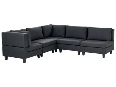 Sofá modular esquinero 5 plazas UNSTAD Derecha Negro Tela - Sala de estar