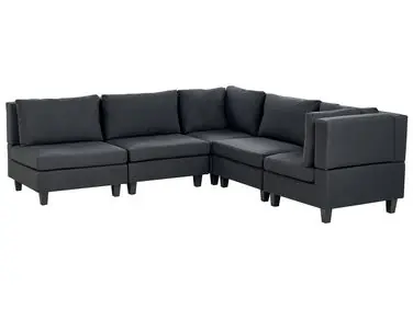 Sofá modular esquinero 5 plazas UNSTAD Izquierda Negro Tela - Sala de estar
