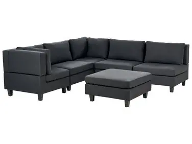 Sofá modular esquinero 5 plazas UNSTAD Derecha Negro Tela con otomana - Sala de estar