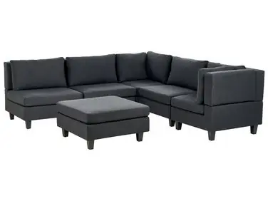 Sofá modular esquinero 5 plazas UNSTAD Izquierda Negro Tela con otomana - Sala de estar