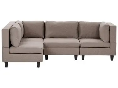 Sofá modular esquinero 4 plazas UNSTAD Derecha Marrón Tela - Sala de estar