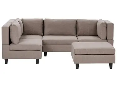 Sofá modular esquinero 4 plazas UNSTAD Derecha Marrón Tela con otomana - Sala de estar