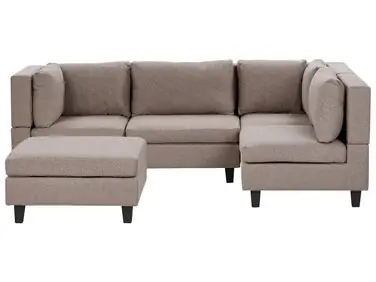 Sofá modular esquinero 4 plazas UNSTAD Izquierda Marrón Tela con otomana - Sala de estar