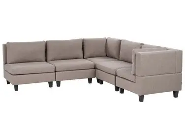 Sofá modular esquinero 5 plazas UNSTAD Izquierda Marrón Tela - Sala de estar