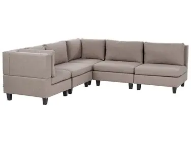 Sofá modular esquinero 5 plazas UNSTAD Derecha Marrón Tela - Sala de estar