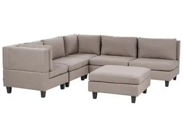 Sofá modular esquinero 5 plazas UNSTAD Derecha Marrón Tela con otomana - Sala de estar